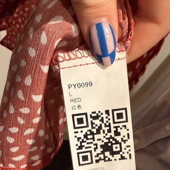 Women’s Red Polka Dot Smocked Ruffle Dress - Picture 2 of 4